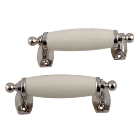 Cream Small Ceramic Silver Door Handles